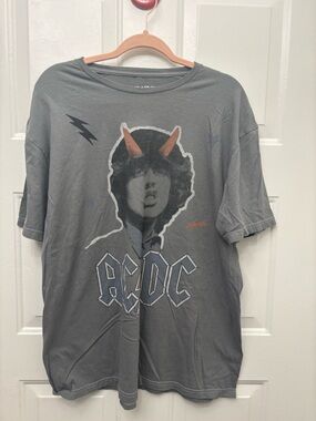 AC/DC Charcoal Graphic Tee with Orange Horns